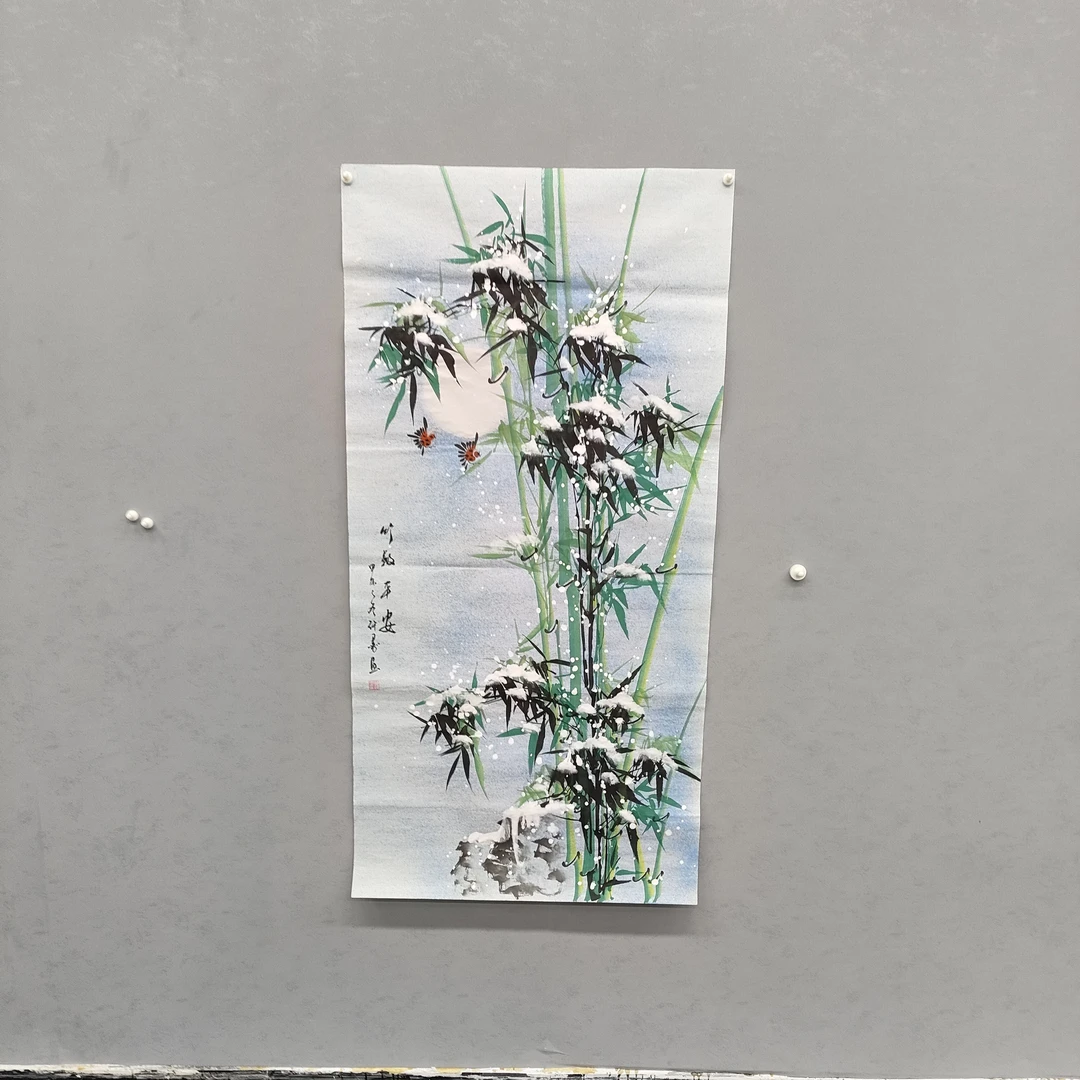 许墨老师手绘竹报平安（70*140）厘米