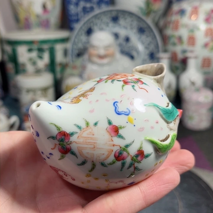 摆件粉彩寿桃水滴123