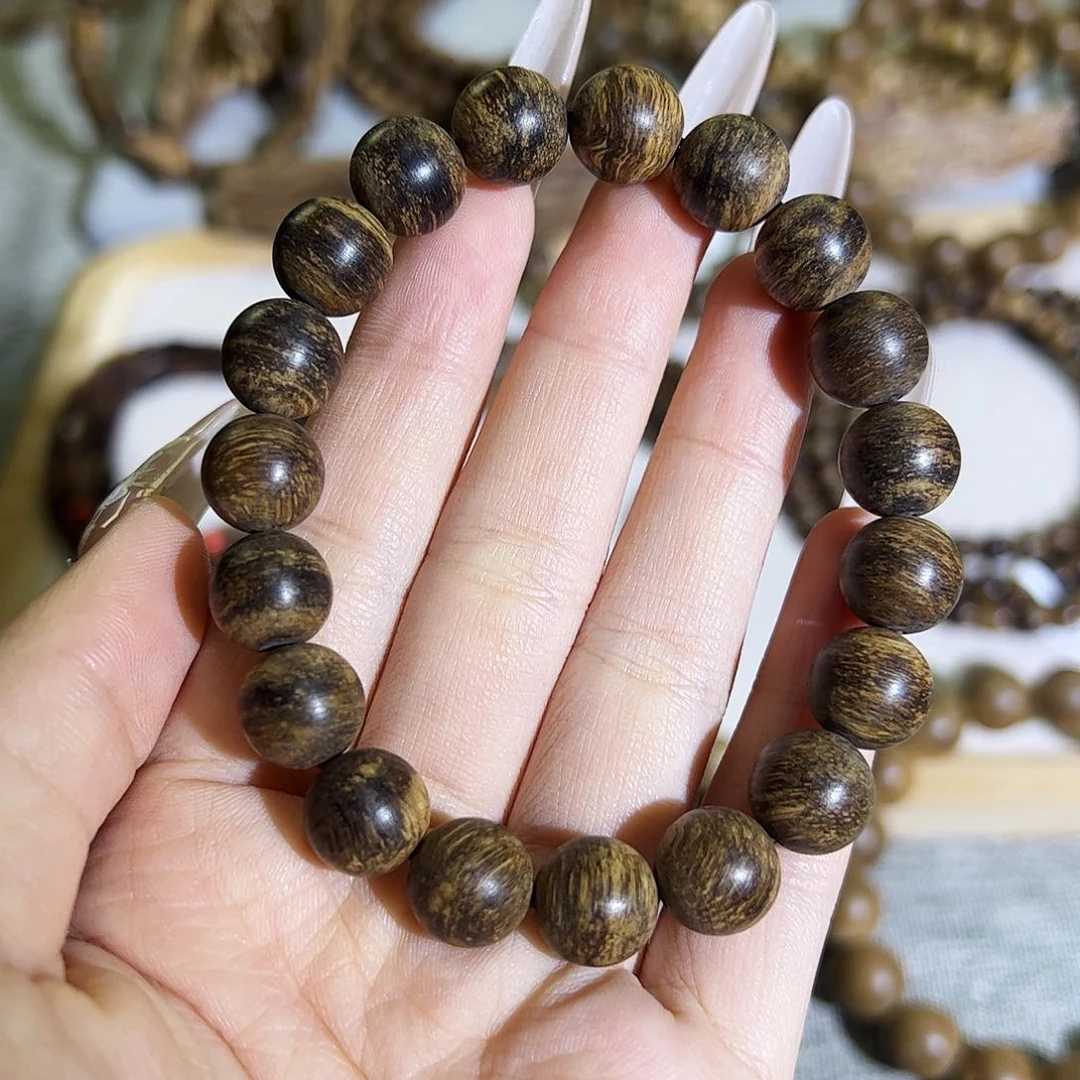 沉香手串天然达拉干古董老料1.05单圈 沉水级 冰凉奶香