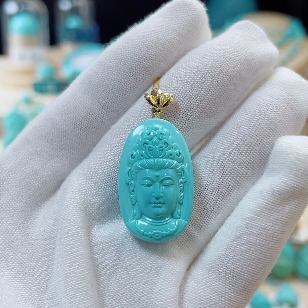 绿松石珠宝奇石18K金镶嵌