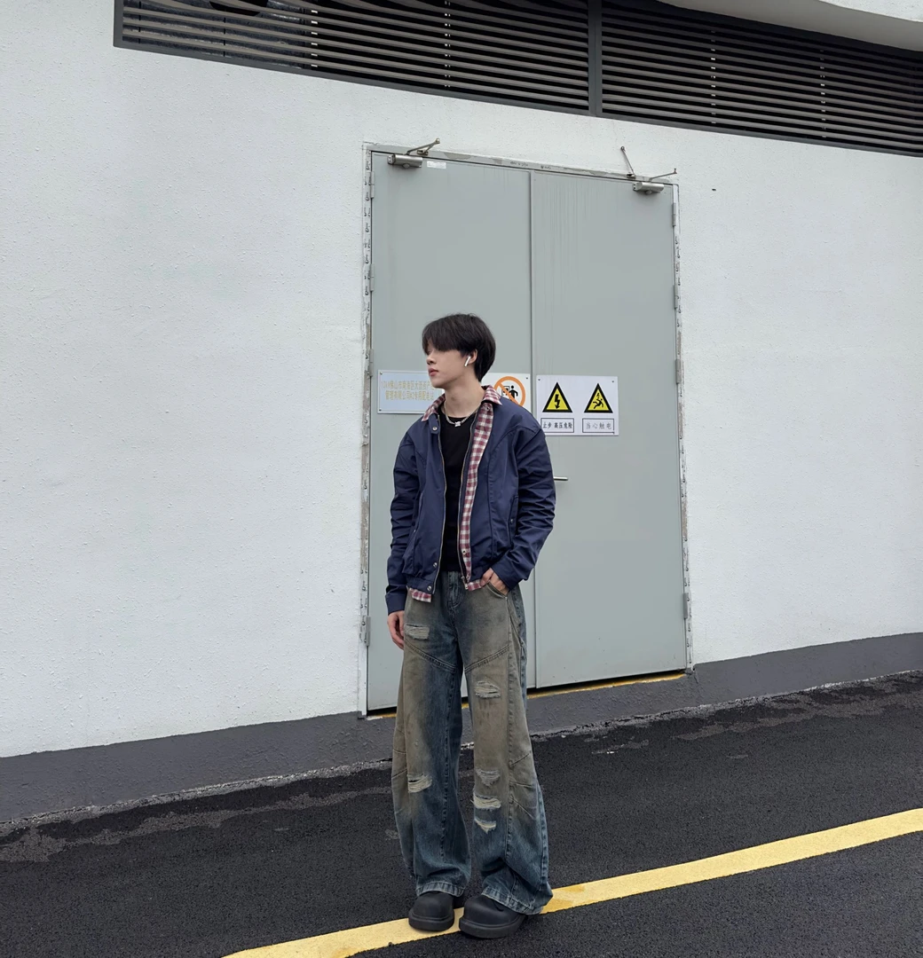 KUKU 「画家」老钱风三防尼龙格纹哈灵顿夹克复古休闲外套