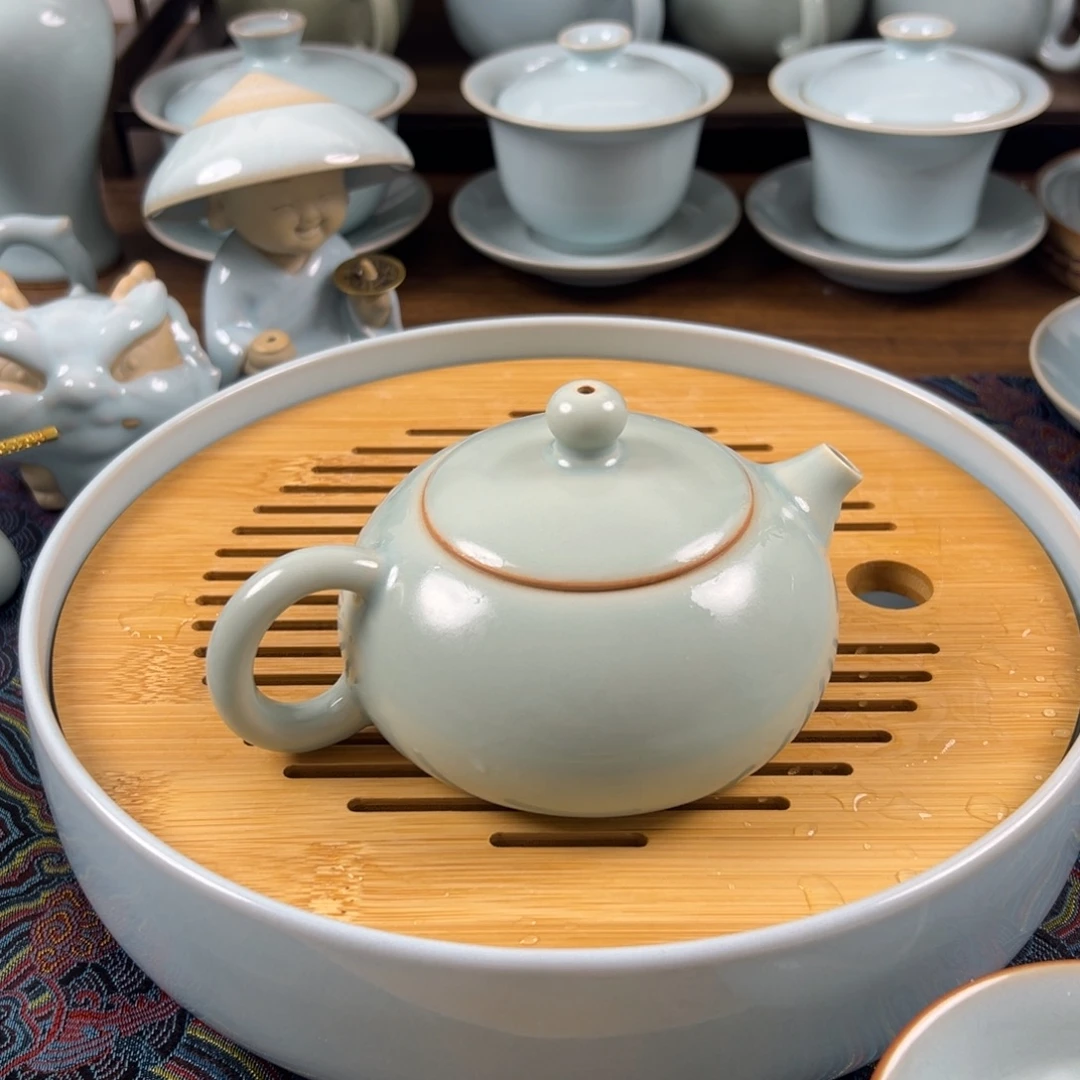 壶瓷仿古釉水扁西施壶