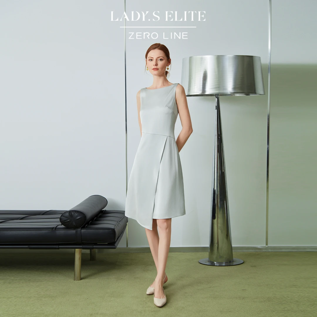 LadySElite/慕裁 法式醋酸无袖连衣裙女吊带裙中长款2025夏季新款