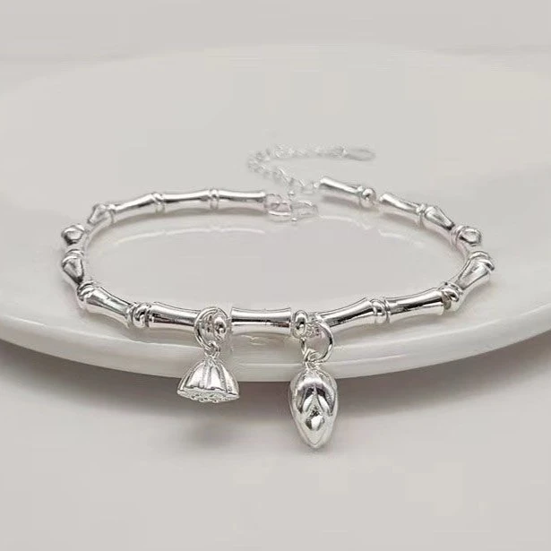 足银手链 足银B84【约11g长约16厘米】足银999竹节莲蓬两世欢手链