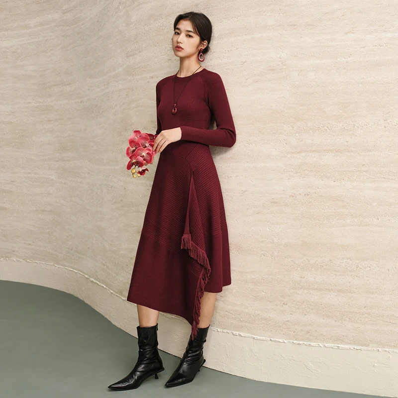 [小云总]亦谷红色连衣裙内搭可外穿新款新年战袍重要场合漂亮裙子