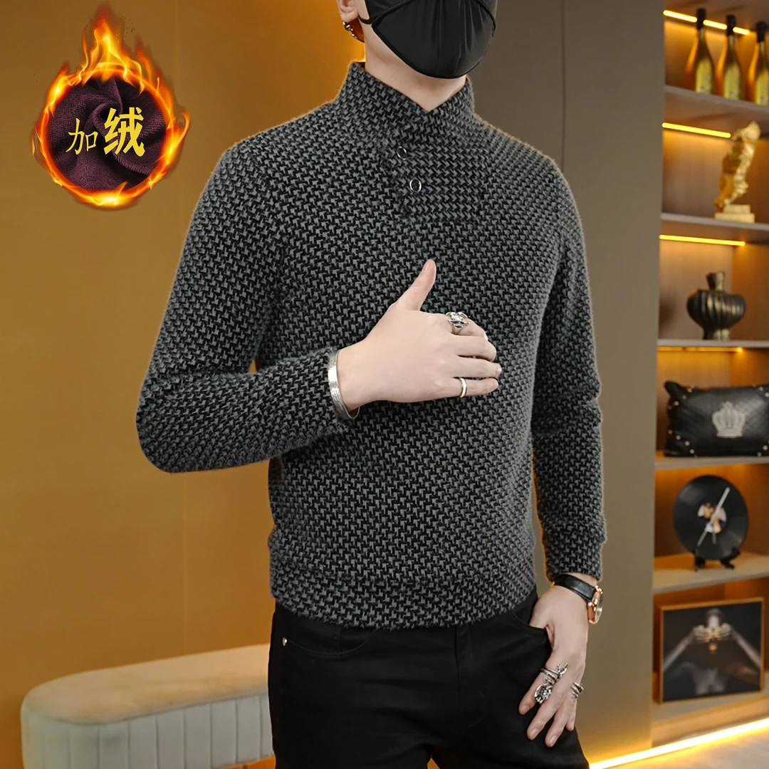冬季潮流时尚网红个性男士休闲帅气百搭加绒保暖抗皱上衣长袖卫衣