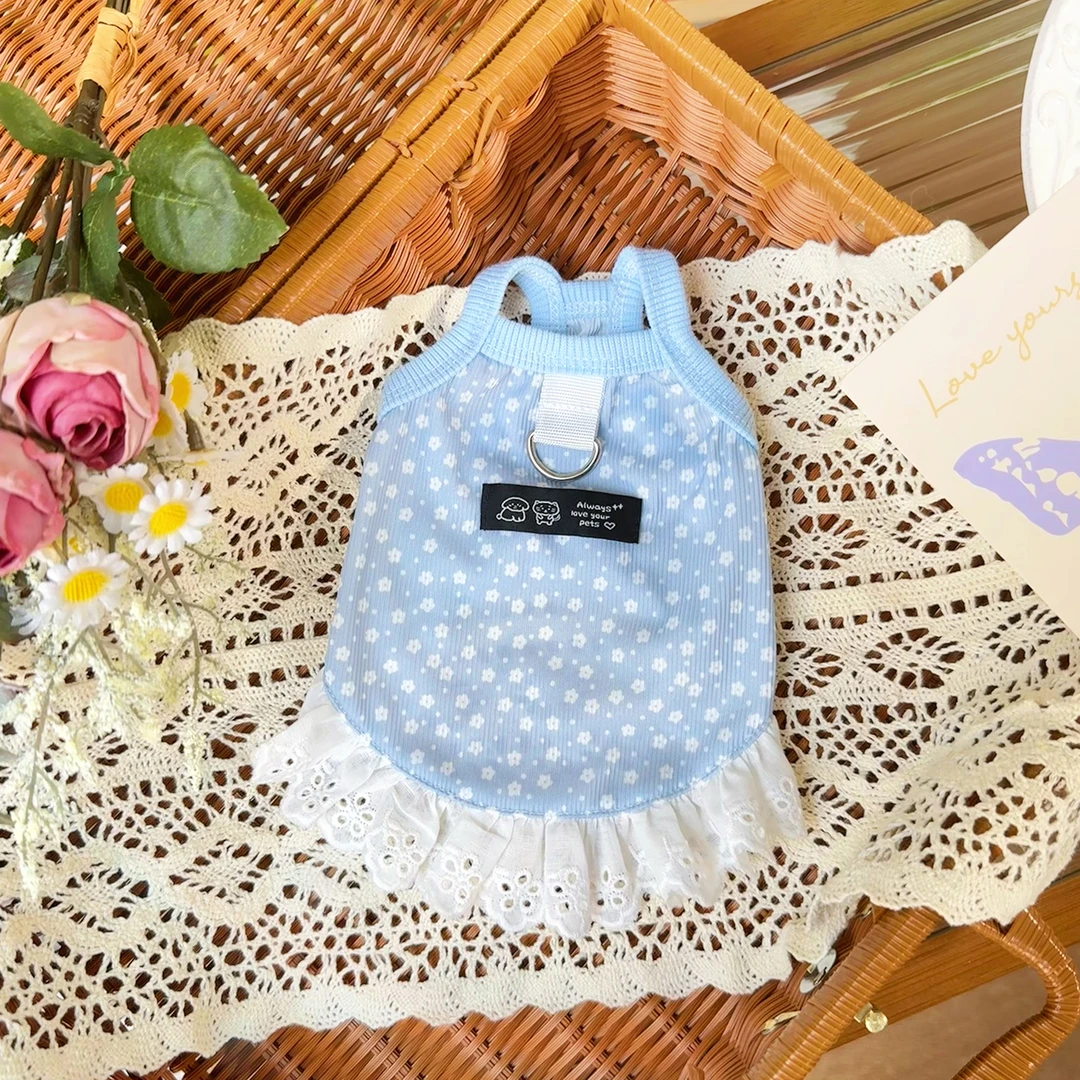 宠物春夏薄款冰丝蕾丝裙子狗狗猫咪衣服吊带降温凉比熊衣服饰防晒