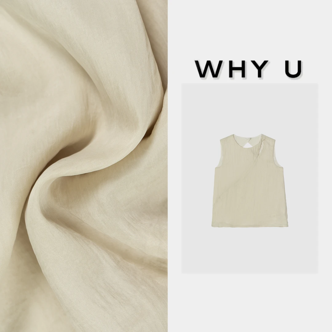 WHYU夏季新款极简简约大气白色斜边口上衣【沐慕】25SS