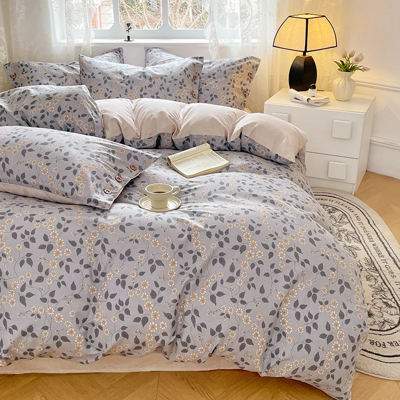 四件套137纽扣工艺款公主风学生宿舍三件套床单床笠款床上用品