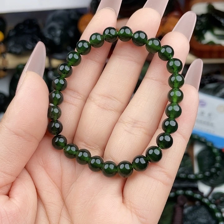 蛇纹石玉合金手链 泰山玉手串6