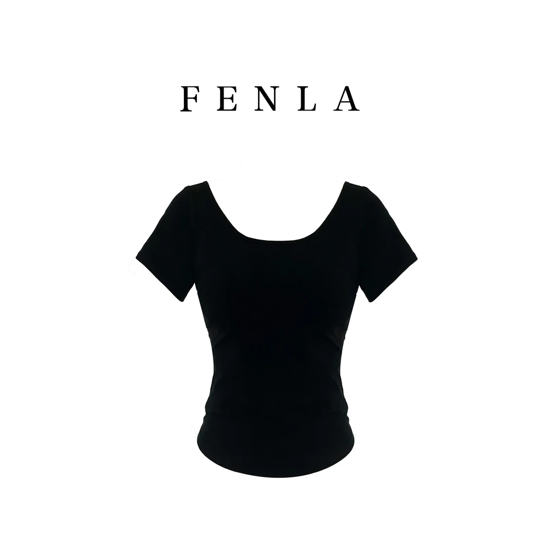 【惠姐私服】后背敲AU领紧身性感短袖修身露背上衣 83671