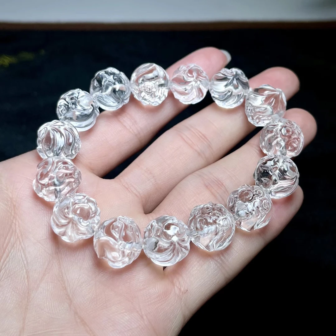 菲菲珠宝好*43474白水晶手串狐狸珠约14mm