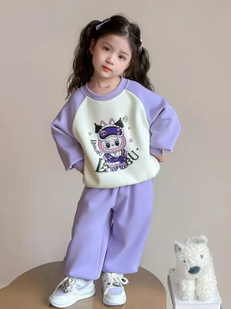 56275拉布布女童套装2025新款儿童卫衣两件套童装宝宝秋款衣服