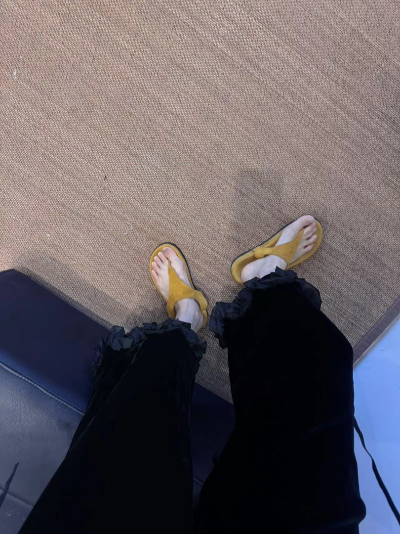 李豆儿 小众定制 人丝 丝绒花边直筒休闲裤
