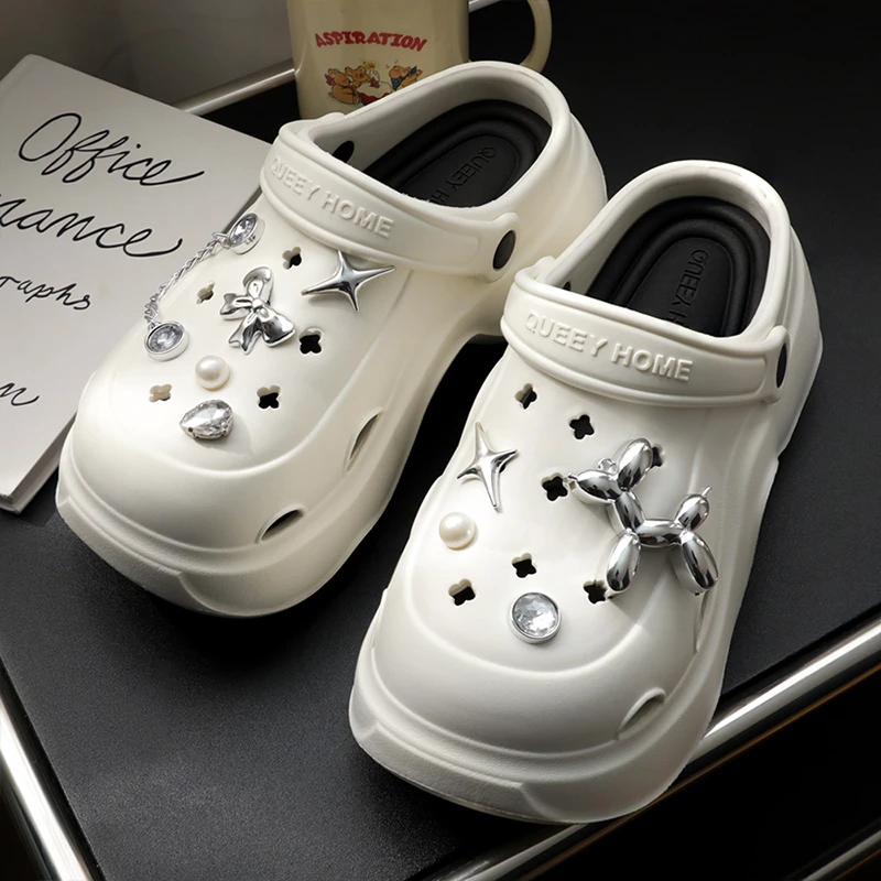 趣艺家满天星洞洞鞋2025新款时尚防滑踩屎感沙滩厚底外穿女夏L