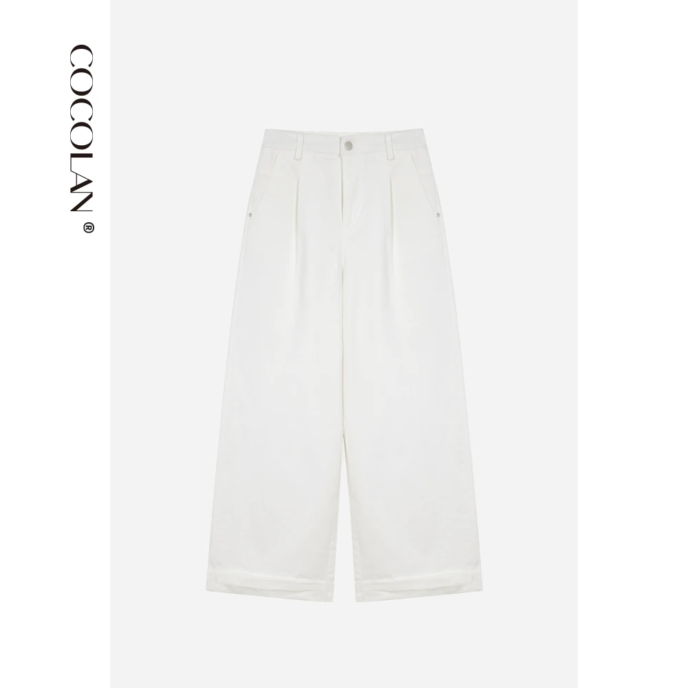 COCOLAN【名片】纯色休闲直筒裤工装裤白色休闲裤CL1K0306