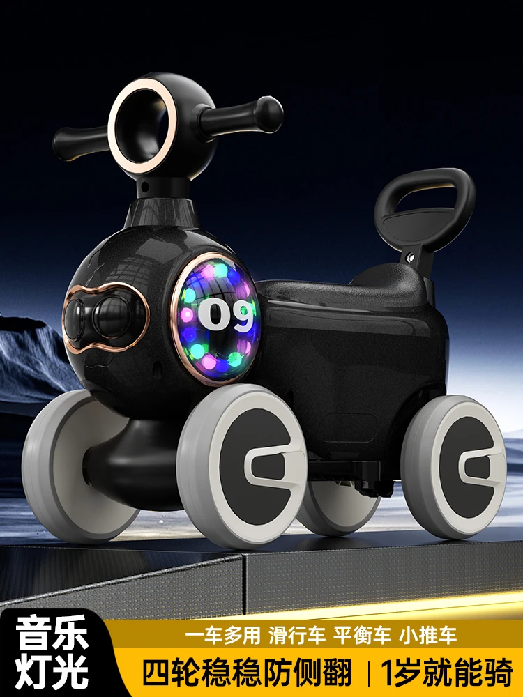 新款滑行车带音乐灯光1 - 4岁四轮可坐可推滑步车