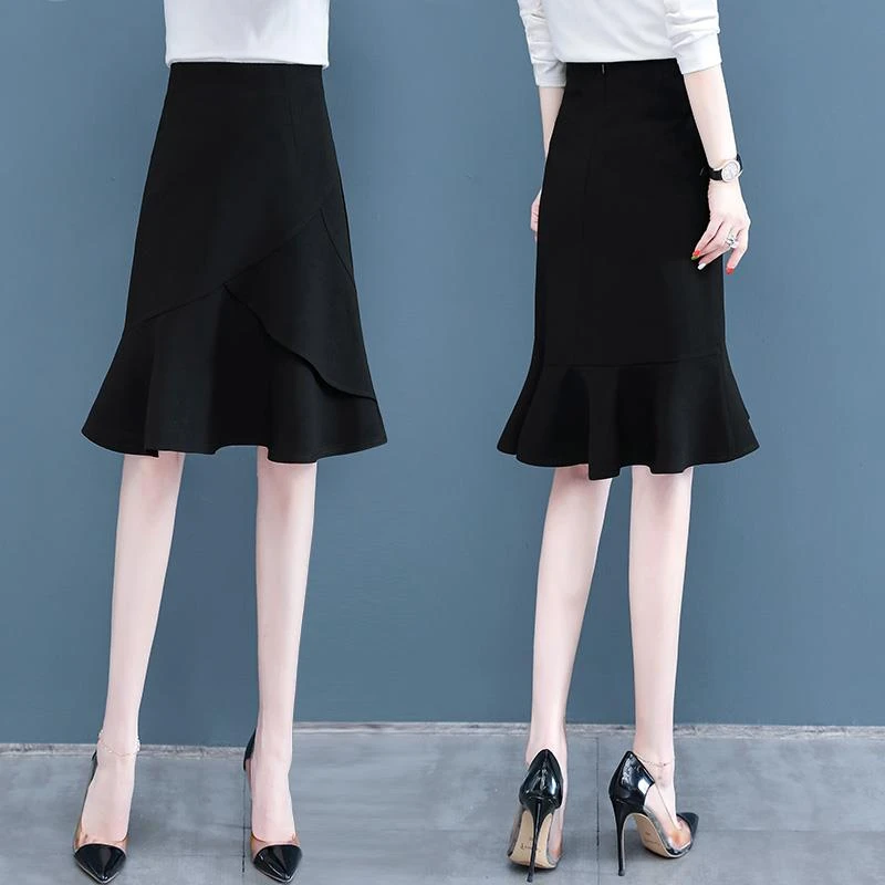 半身裙女春秋2025年新款包臀高腰垂感a字显瘦一步中长版鱼尾裙子