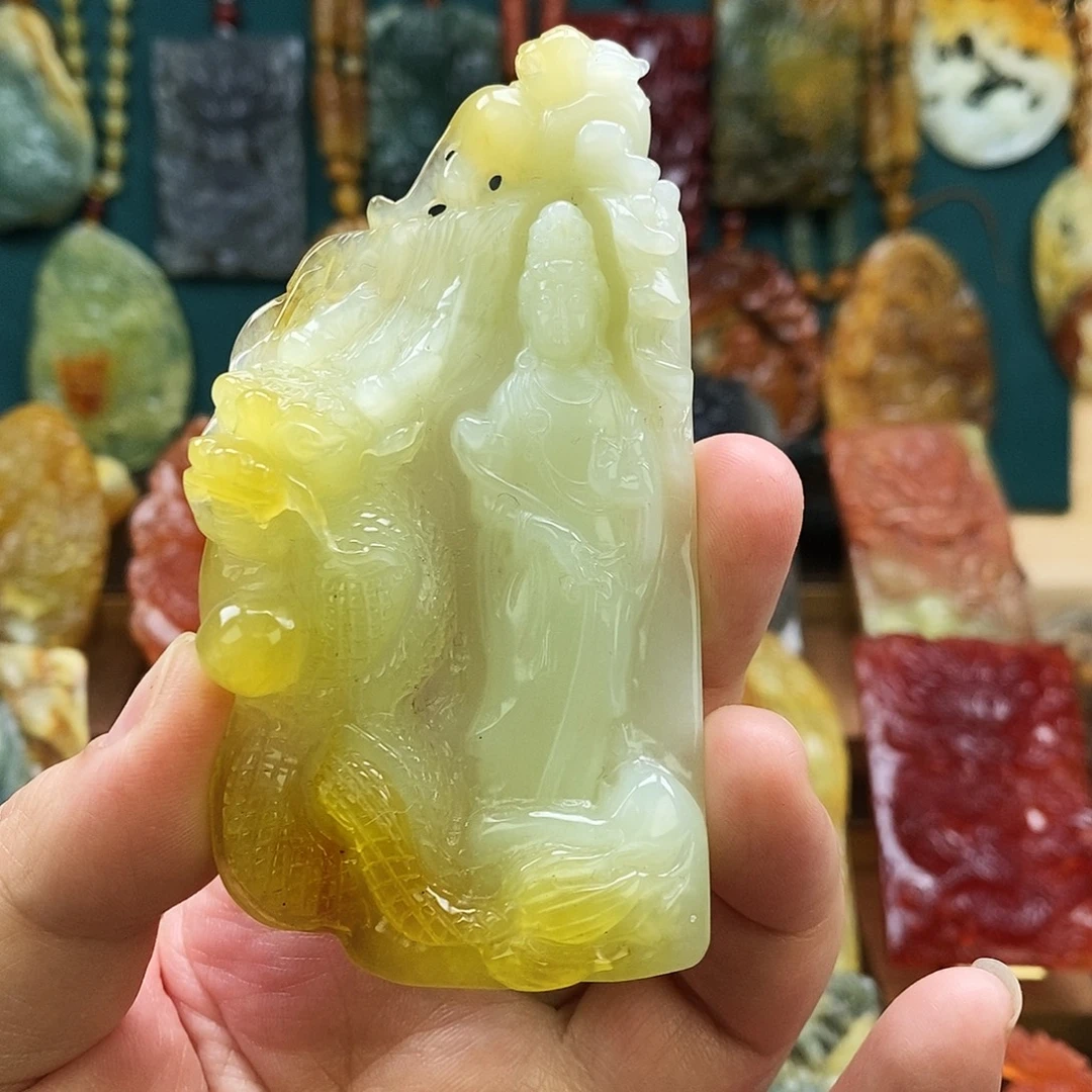 蛇纹石玉未镶嵌颈饰玉龙貔貅观音