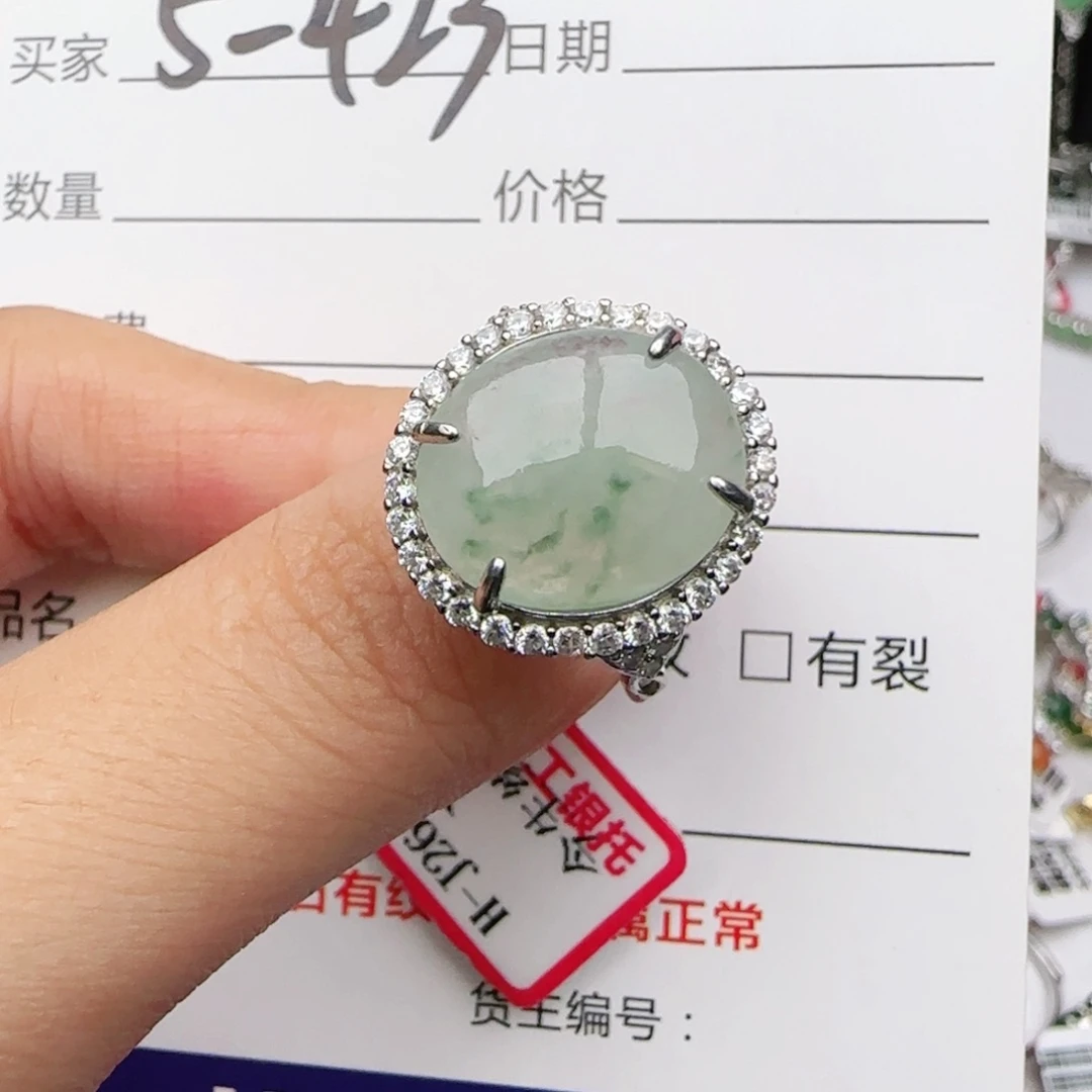 翡翠戒指银S925镶嵌戒指