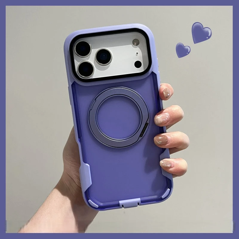 适用于苹果17promax手机壳新款时尚简约旋转支架磁吸镜头全包保护