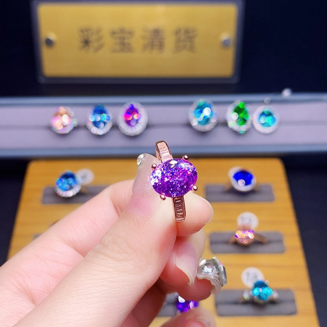 紫色碧玺银S925镶嵌戒指