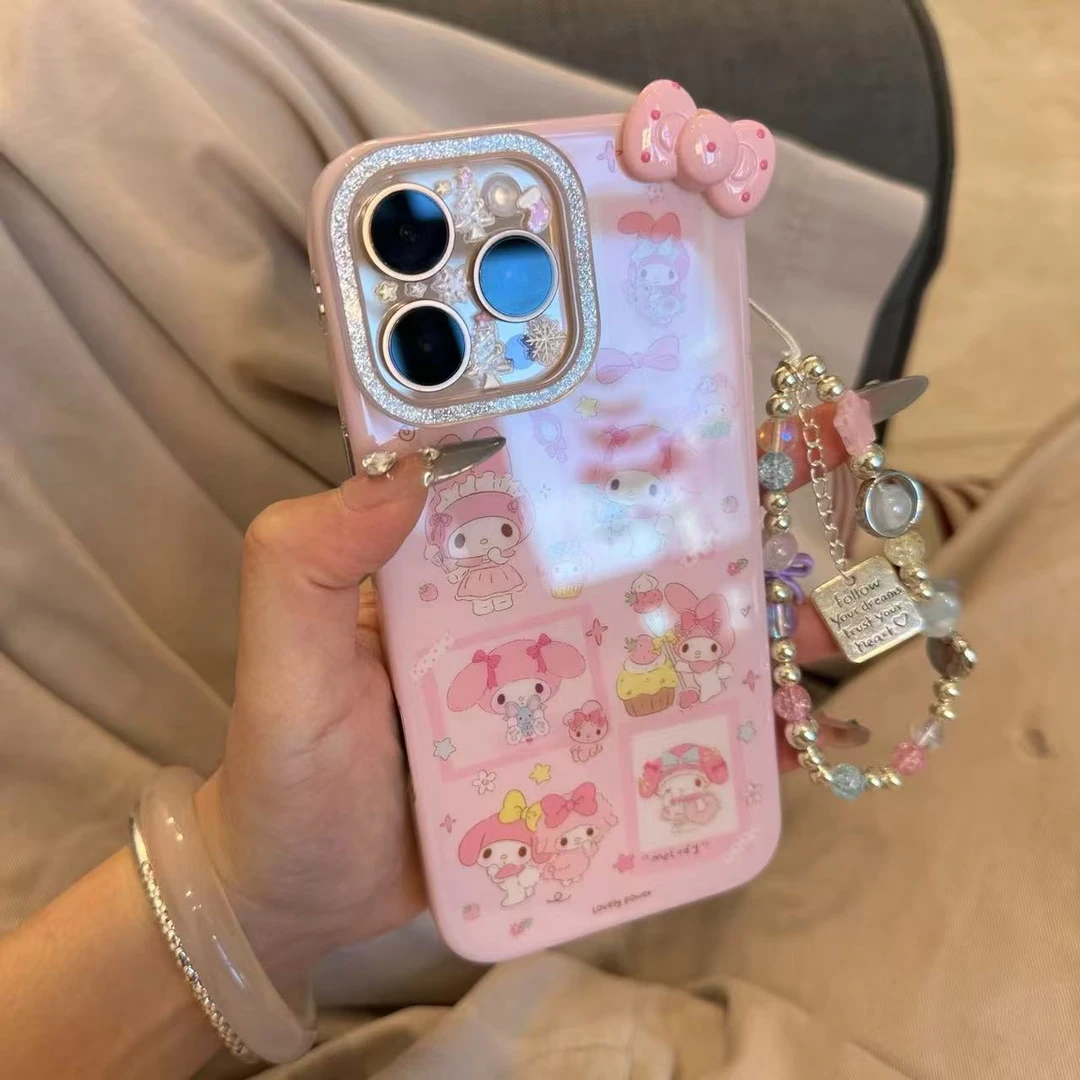 可爱粉底草莓美乐蒂双层iPhone16promax手机壳15/14新款16pro