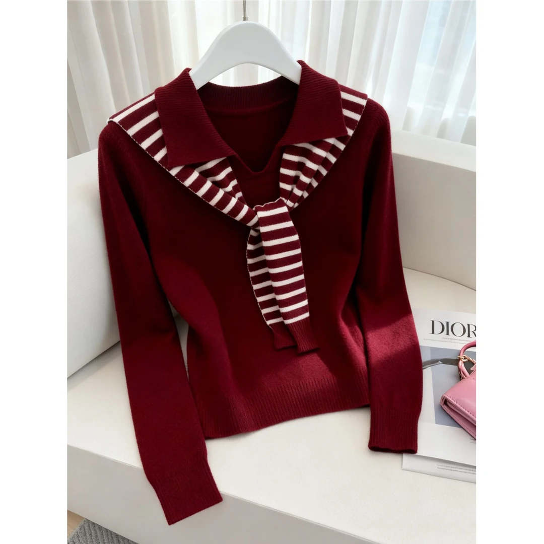 2025秋季新款轻奢女时尚气质显瘦漂亮披肩长袖毛衣针织衫穿搭爆款