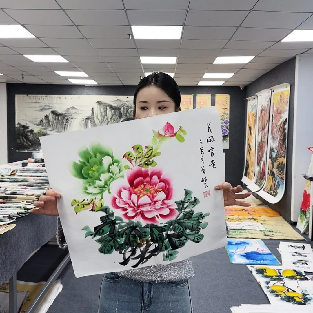 国画作品小姐姐放漏中