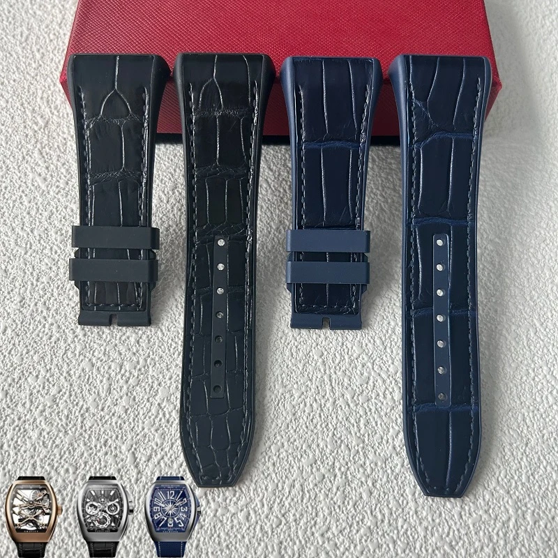 科威FM法穆兰V45原装专用YACHTING酒桶型 V41V3229美洲鳄鱼皮表带