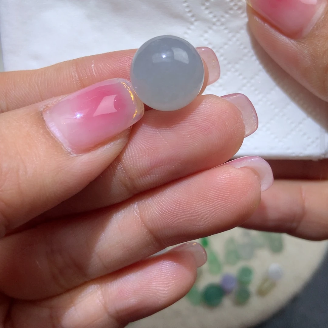 翡翠散珠12.8mm 烟熏紫圆珠