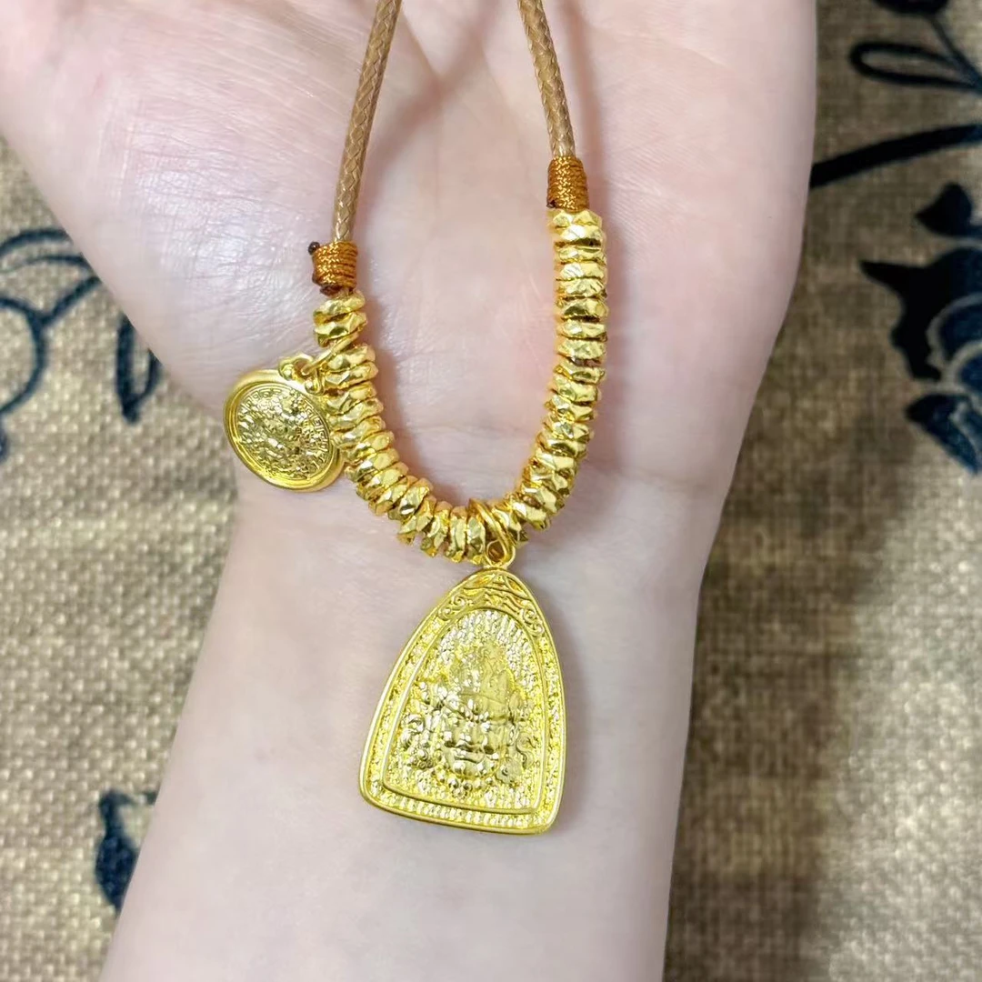 【小鹏黄金】足金999三角黄财神盘缠5D工艺吊坠5.78 8.58 5.85 6