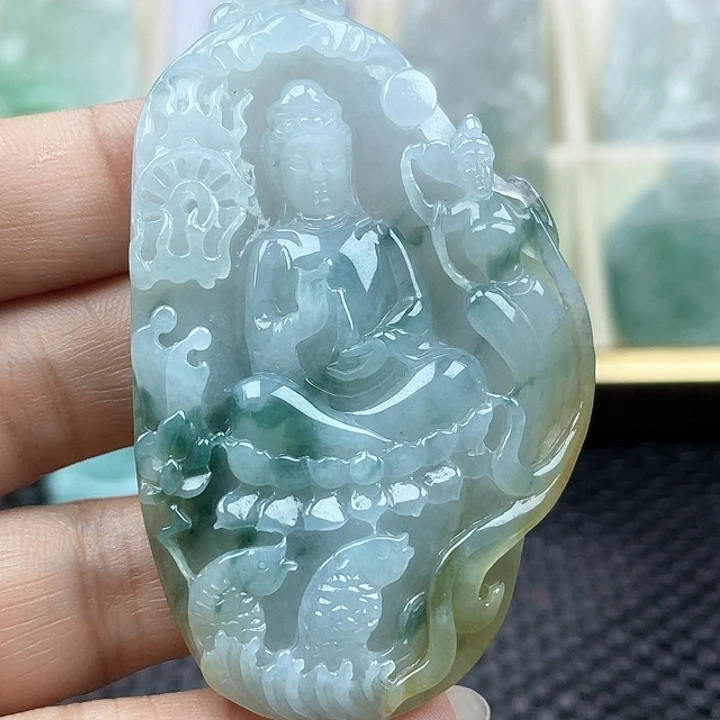 颈饰未镶嵌翡翠天然翡翠观音