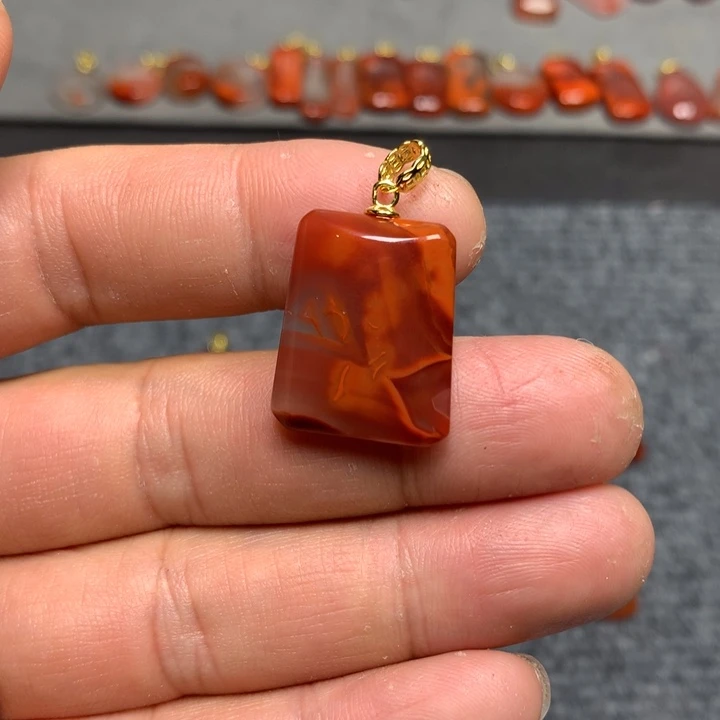 南红玛瑙吊坠(不含链)银S925镶嵌