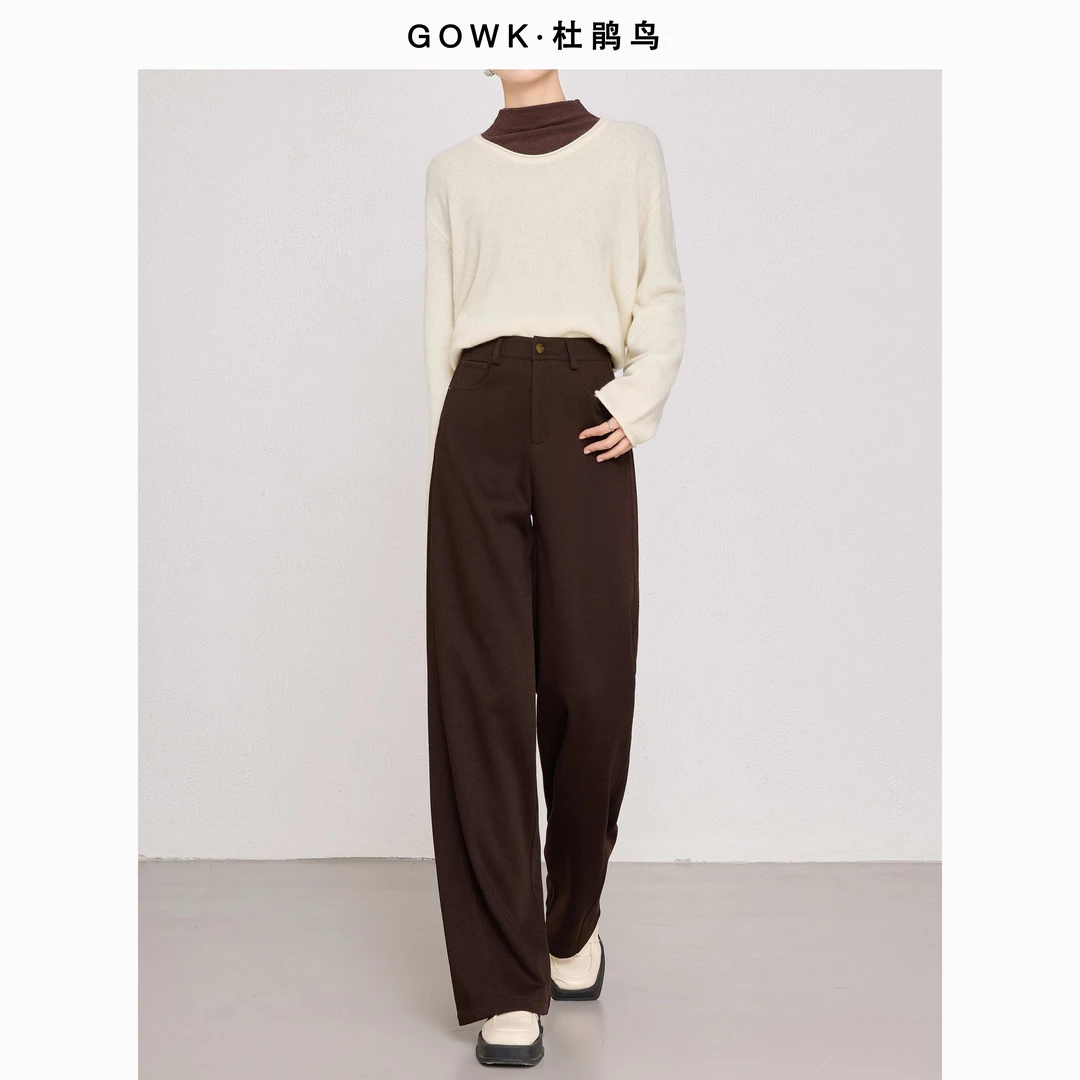 暖冬绒语丨冬季新款时尚休闲高腰直筒阔腿裤