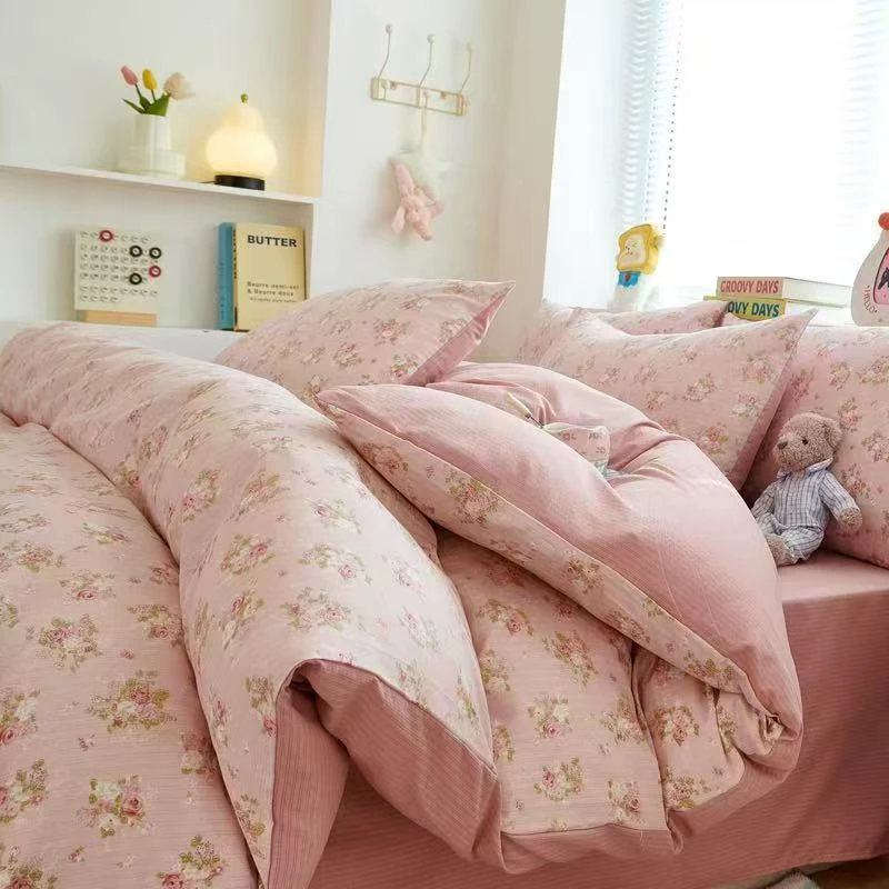 【春和豆沙】有氧提花双层纱母婴级A类韩版碎花柔软透气四件套床单