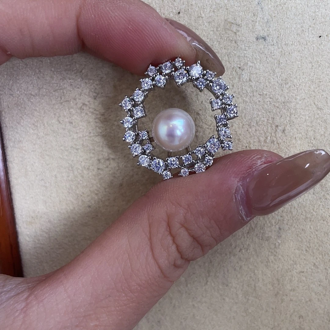 银S925镶嵌吊坠(不含链)海水珍珠