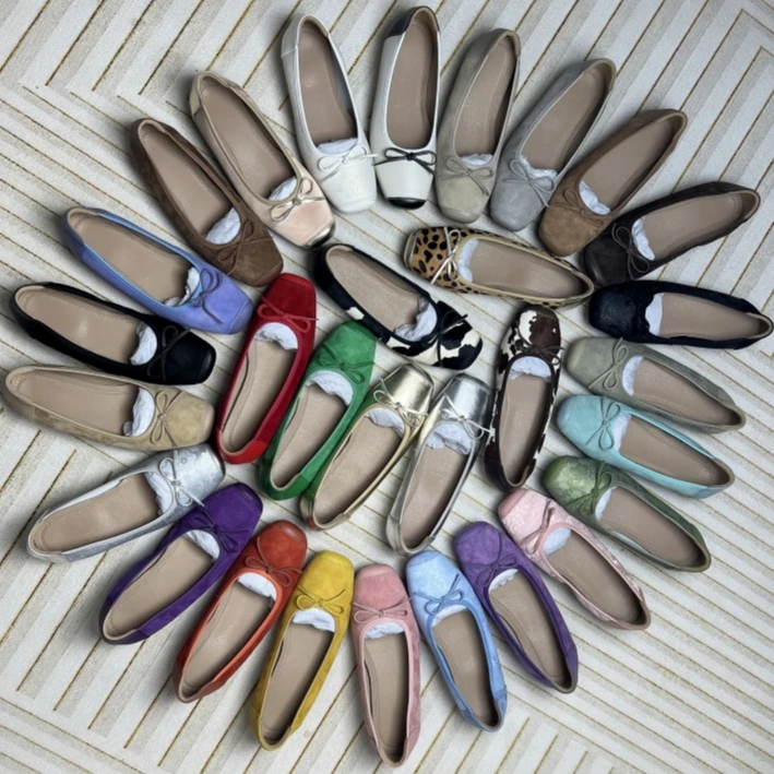 2025新款奶奶鞋银色法式复古芭蕾鞋女外穿蝴蝶结浅口平底通勤单鞋