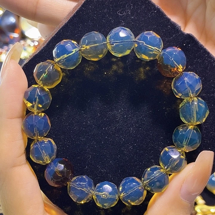 蓝珀未镶嵌珠宝奇石墨西哥蓝珀钻切手串11