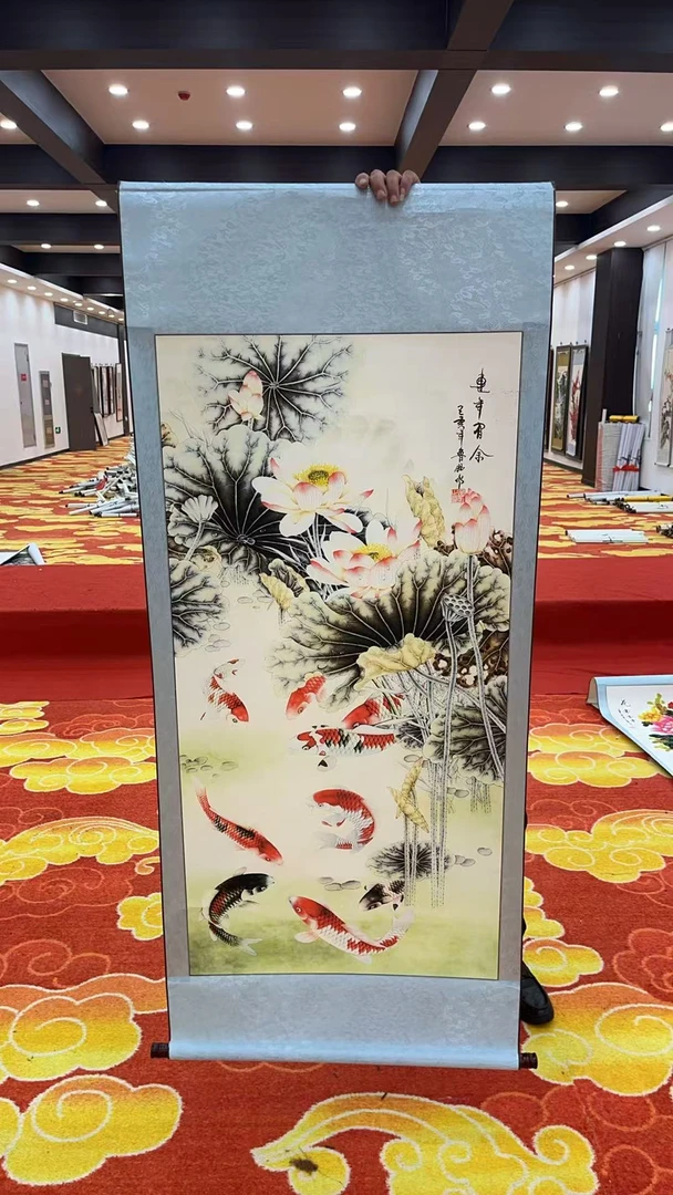2国画装饰挂画卷轴高档锦绫已装裱四尺（2）