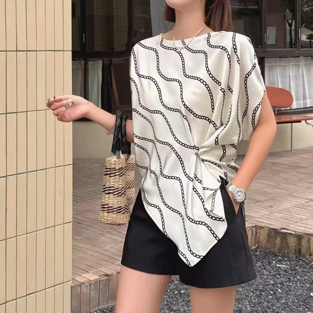 MISS RUILI  定制  夏季新款韩系时尚气质百搭宽松显瘦衬衫F0760