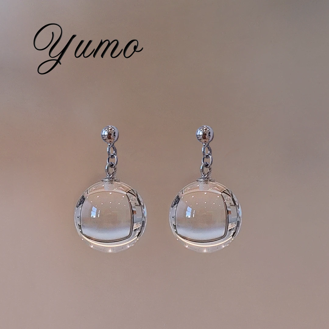 【羽沐】S925银清爽天然白水晶泡泡灵动通透灵动轻盈感耳钉耳饰12mm