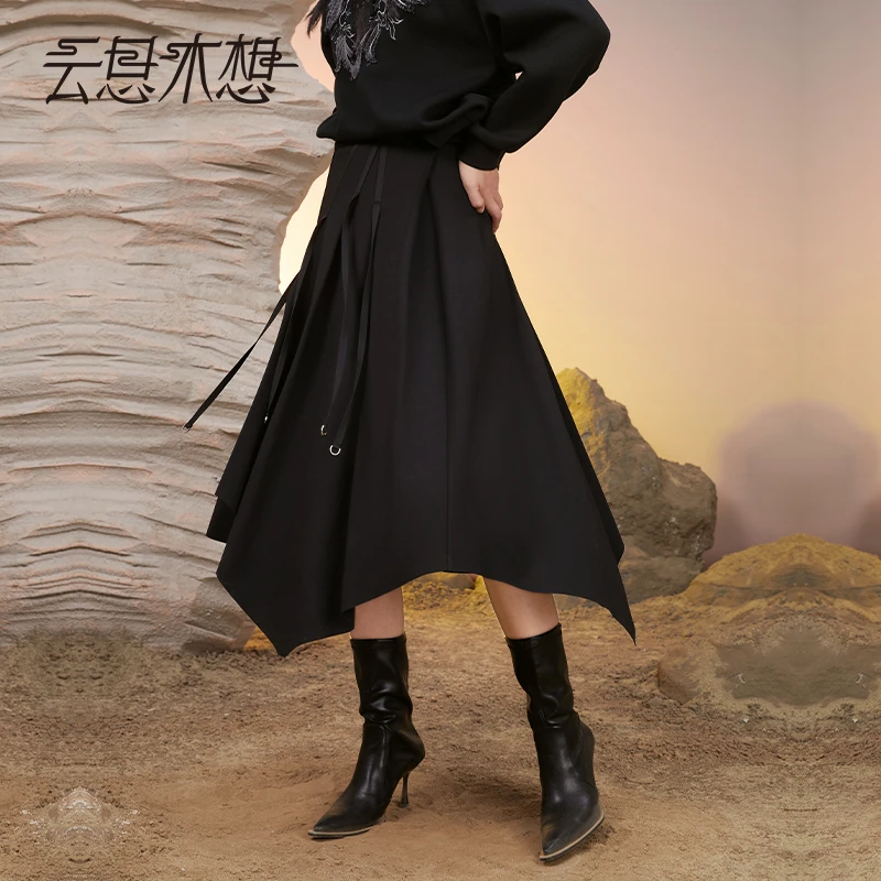 云思木想风2022秋季新款不规则下摆半身裙19910