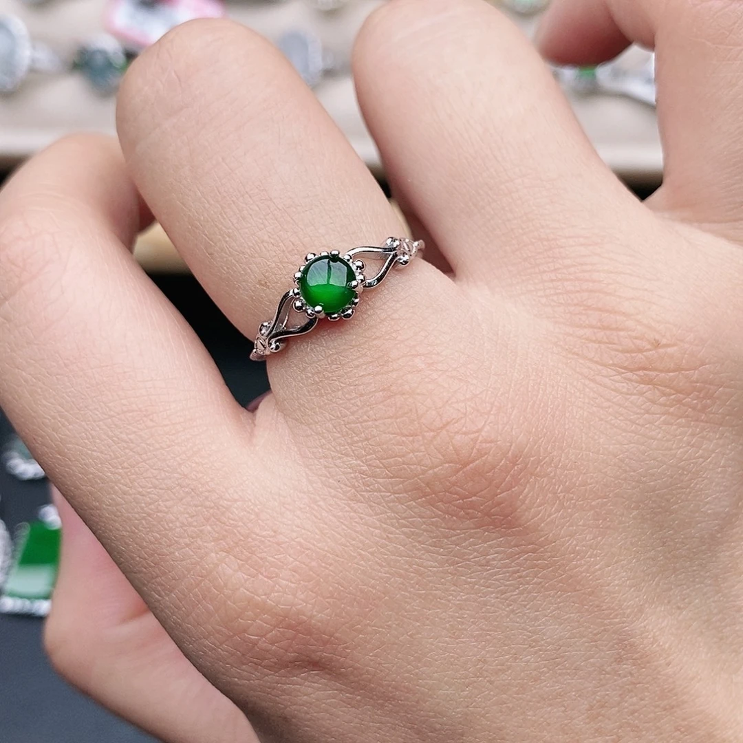 翡翠银S925镶嵌戒指