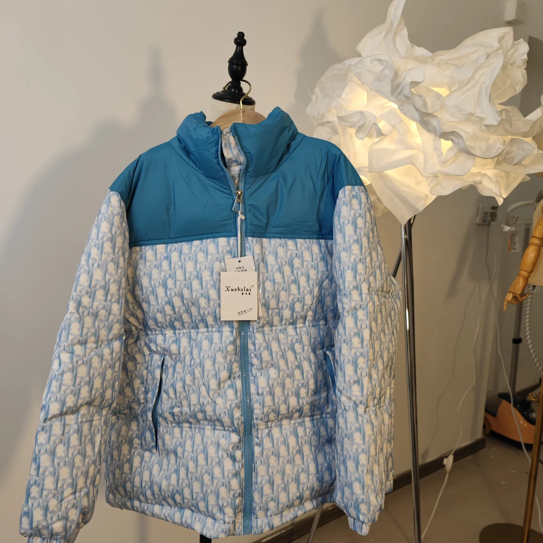 2322冬款2024中大童男女孩连帽拼接满印花色白鸭