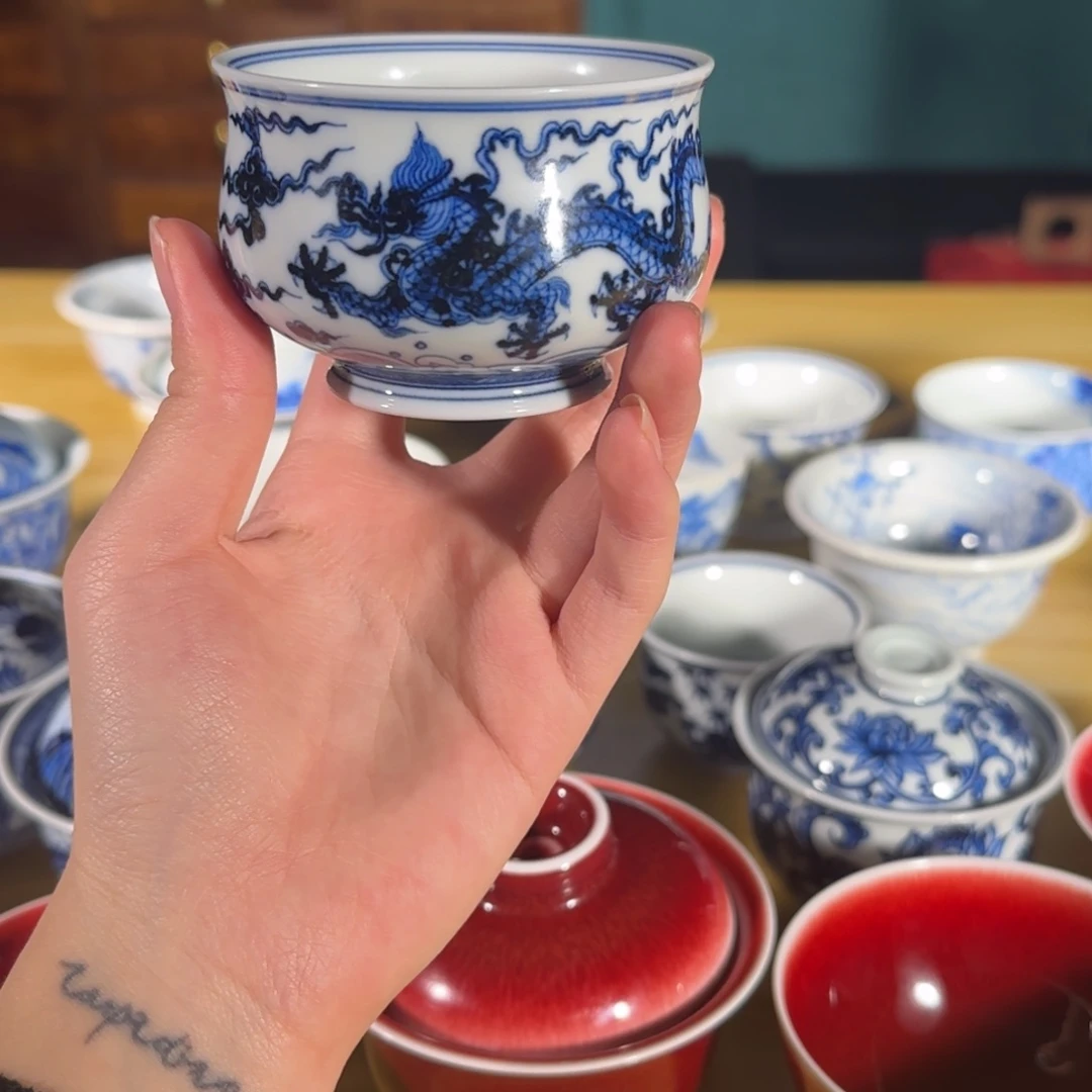 柴窑烧制手工手绘祥云龙