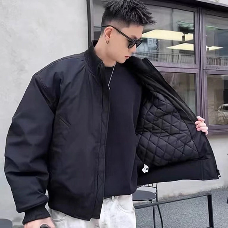 美式飞行夹克棉服男款冬季夹棉加厚保暖棉衣cleanfit短款廓形外套