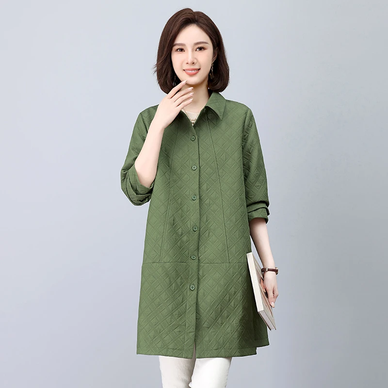 中长款风衣外套女春秋2025新款高端妈妈宽松大码休闲气质翻领大衣