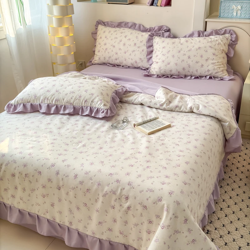 2025新款针织双层纱印花夏被四件套夏凉被空调被