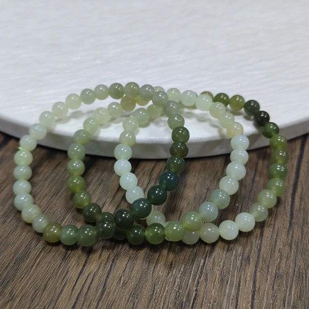 【书记甄选】天然渐变和田玉单圈手链 多样性发一件 约6mm 2392BB